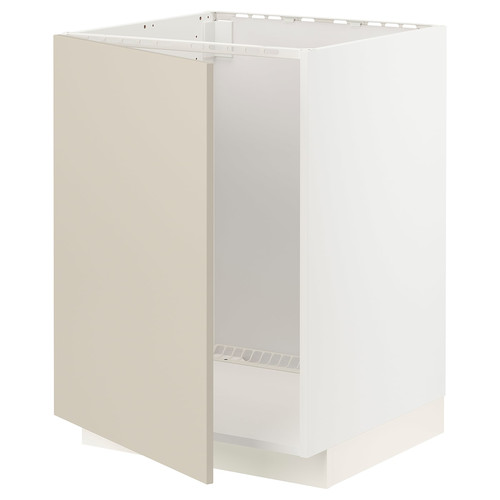 METOD Base cabinet for sink, white/Havstorp beige, 60x60 cm