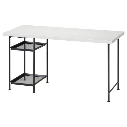 LAGKAPTEN / SPÄND Desk, white/black, 140x60 cm