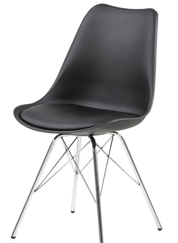 Chair Eris, 1pc, PP/faux leather, black/chrome