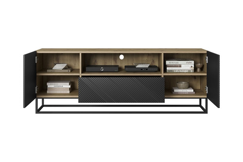 TV Cabinet Asha 167 cm, metal legs, artisan/matt black