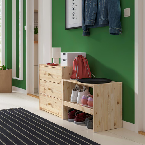 RAGGBERG Bench with shoe storage, pine, 60x35x45 cm
