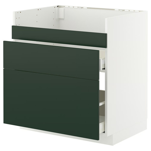 METOD / MAXIMERA Base cb f HAVSEN snk/3 frnts/2 drws, white/Havstorp deep green, 80x60 cm