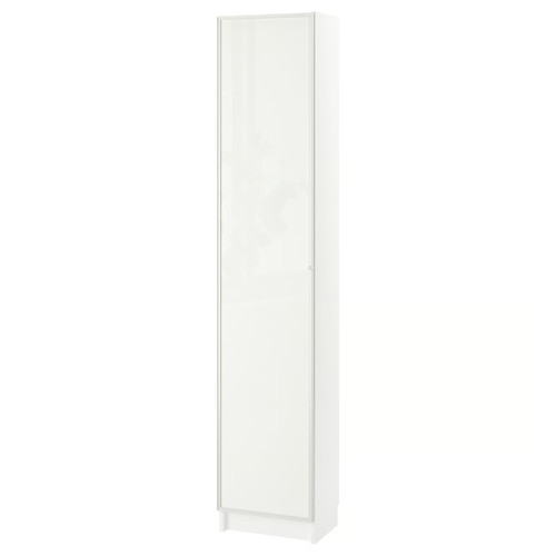 BILLY / HÖGBO Bookcase combination w glass doors, white, 40x30x202 cm