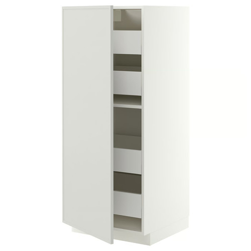 METOD/MAXIMERA High cabinet with drawers, white/Aspudden light grey, 60x60x140 cm