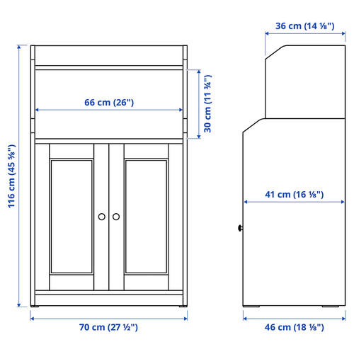 HAUGA Cabinet with 2 doors, white, 70x116 cm