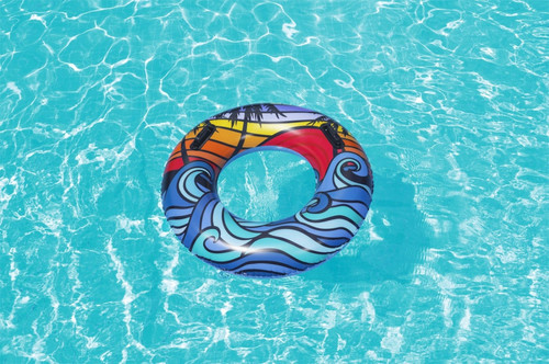 Bestway Inflatable Swim Ring with Handles 91 cm, 1pc, assorted patterns, 10+