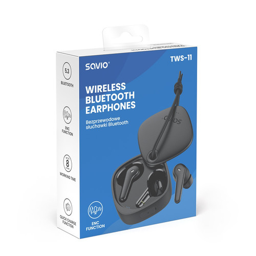 Savio Headphones Earphones Wireless 5.3 ENC TWS-11