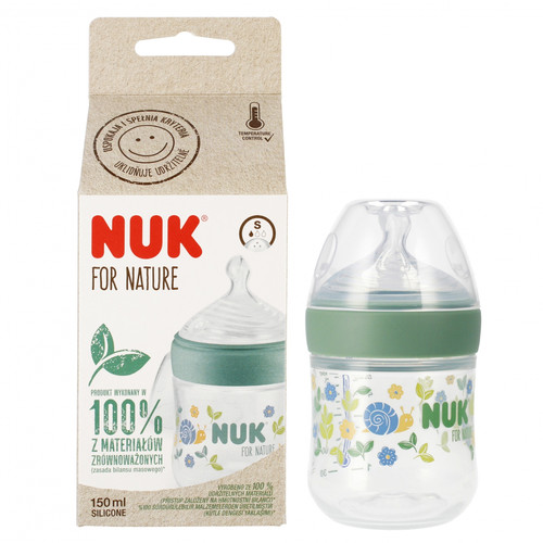 NUK For Nature Baby Bottle 150ml Size S, green