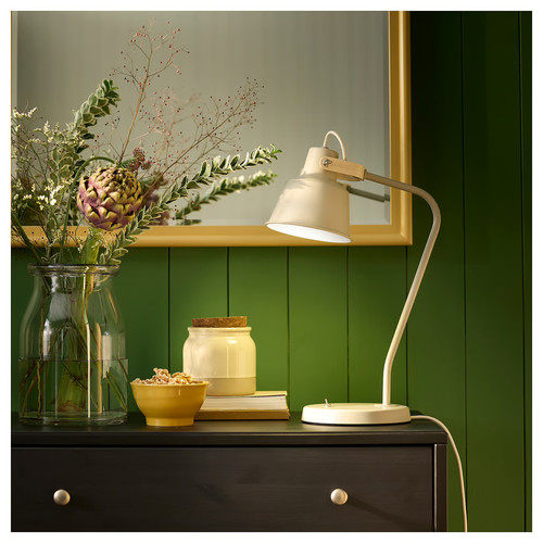SJÖMAKT Desk lamp, beige/ash