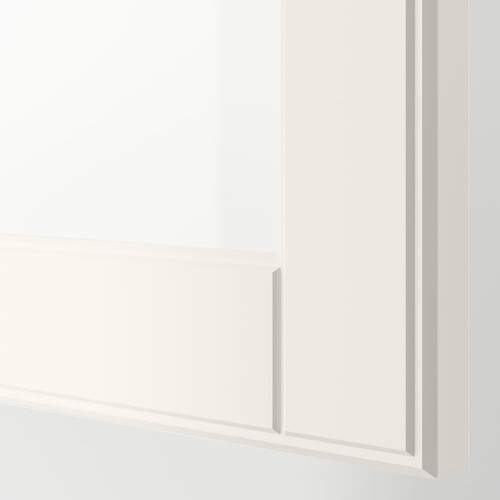 BESTÅ Wall-mounted cabinet combination, white/Ostvik clear glass, 120x42x64 cm