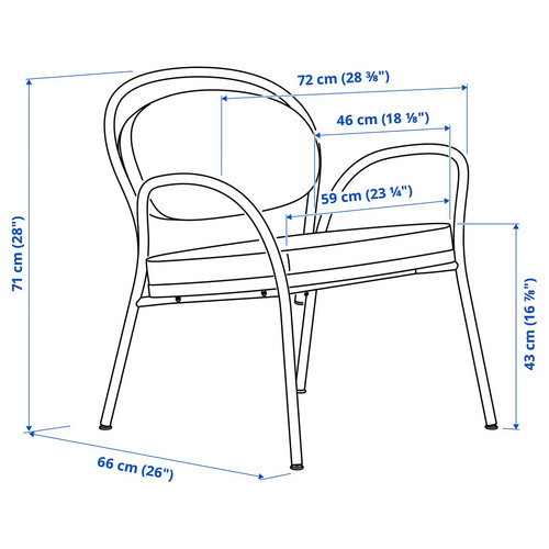 ISMANTORP Armchair, metal black-blue/Tibbleby beige-grey