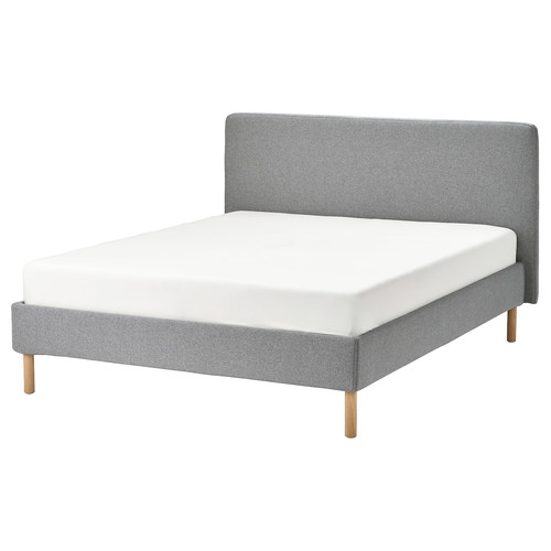 TÄRNKULLEN Upholstered bed frame, Tibbleby beige/grey/Luröy, 140x200 cm