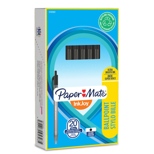 Paper Mate Retractable Ballpoint Pen InkJoy, black, 20pcs