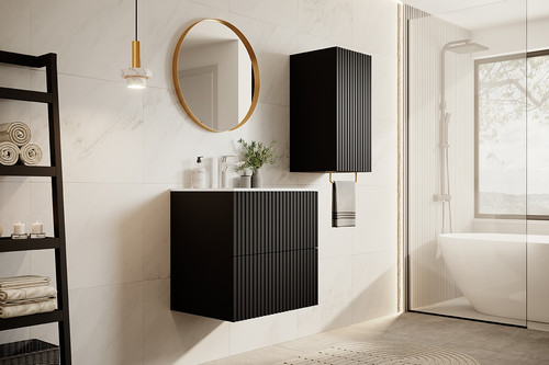 Bathroom Wall Cabinet MDF Nicole 70cm, matt black