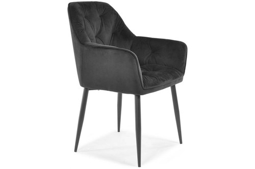 Glamour Chair with Armrests EMMA, velvet, black