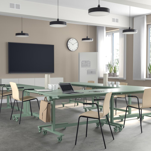 MITTZON Foldable table with castors, green, 140x70 cm