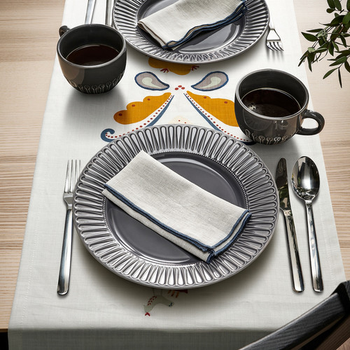 MÄVINN Table-runner, white red/tassel, 35x130 cm
