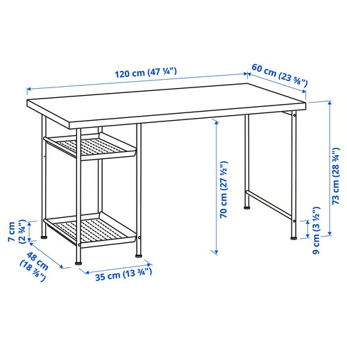 LAGKAPTEN / SPÄND Desk, white/black, 120x60 cm