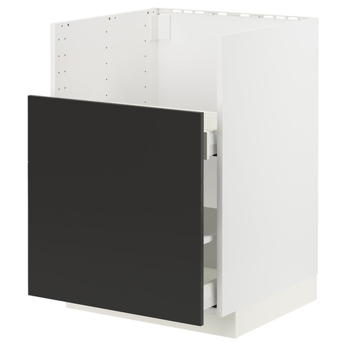 METOD / MAXIMERA Base cabinet f TALLSJÖN, white/Nickebo matt anthracite, 60x60 cm