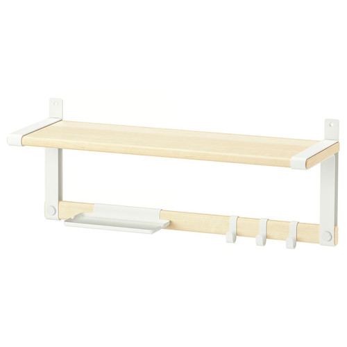 SKOMAKARE Wall shelf, white/aspen, 65x26 cm