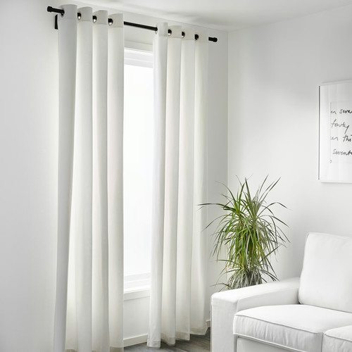 MERETE Room darkening curtains, 1 pair, 145x300 cm, white