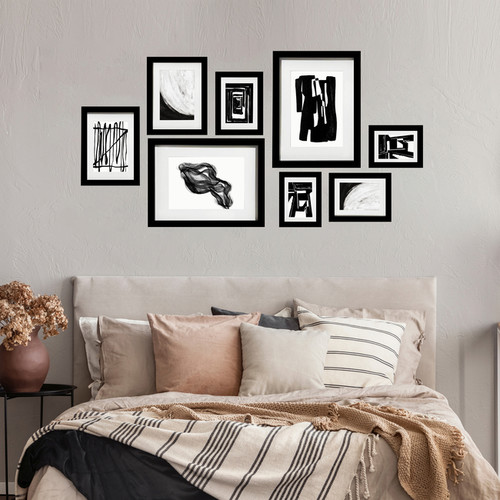 GoodHome Set of 8 Picture Frames Islande, black