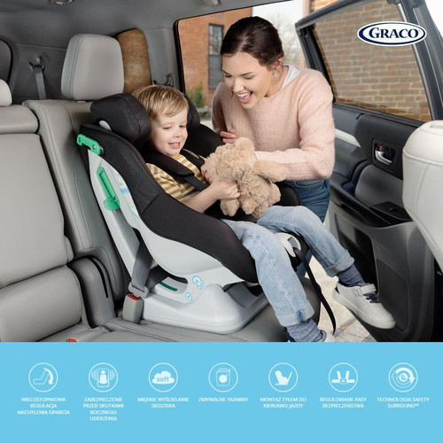 Graco 2in1 Convertible Car Seat Extend R129 Midnight 40-105cm / 0-4y