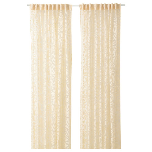 SKÄREFLY Sheer curtains, 1 pair, beige, 145x300 cm