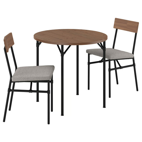 GRÖTÅN/GRÖTÅN Table and 2 chairs, pine brown stained/Tibbleby dark beige, 80 cm