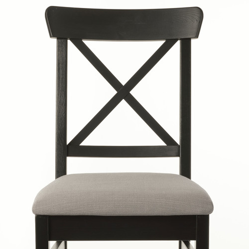 NORDVIKEN / INGOLF Table and 4 chairs, black/Nolhaga grey-beige brown-black, 152/223 cm
