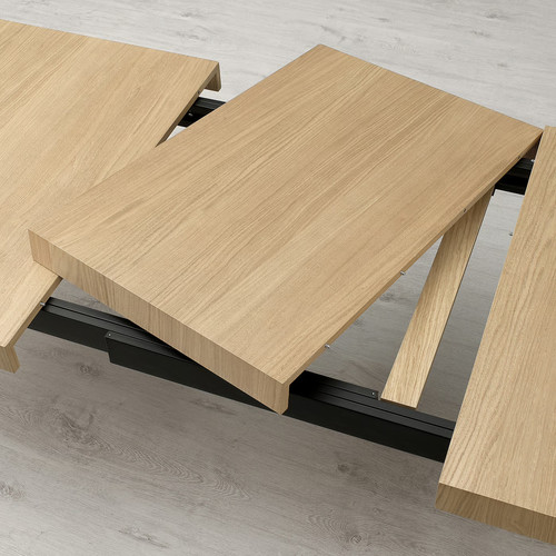 TARSELE Extendable table, oak veneer/black, 210/268x90 cm