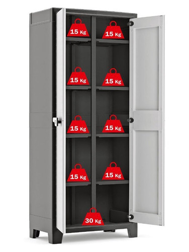 Outdoor/Workshop High Cabinet Multispace, black-grey