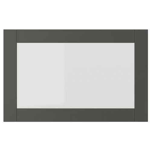 SINDVIK Glass door, dark grey/clear glass, 60x38 cm