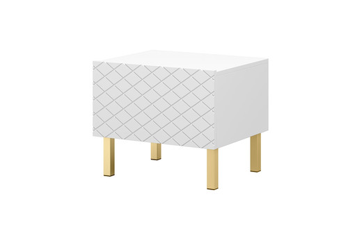 Set of 2 Nightstands Bedside Tables Scalia II 50, matt white, gold legs