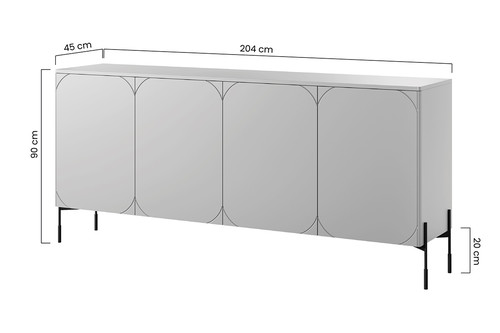 Four-Door Cabinet with Drawer Unit Sonatia 200 cm, cashmere