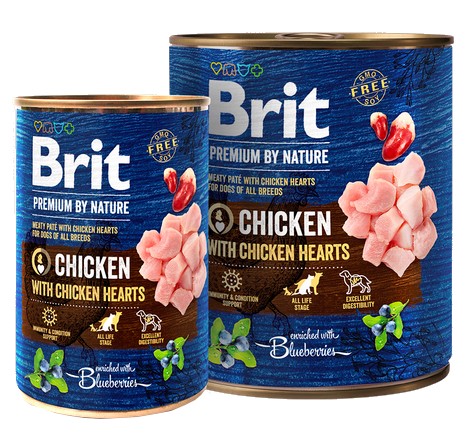 Brit Premium By Nature Chicken & Hearts Dog Food Can 400g