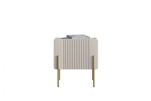 Bedside Table Nightstand Malmi 45 cm, cashmere, crema bianca, gold legs