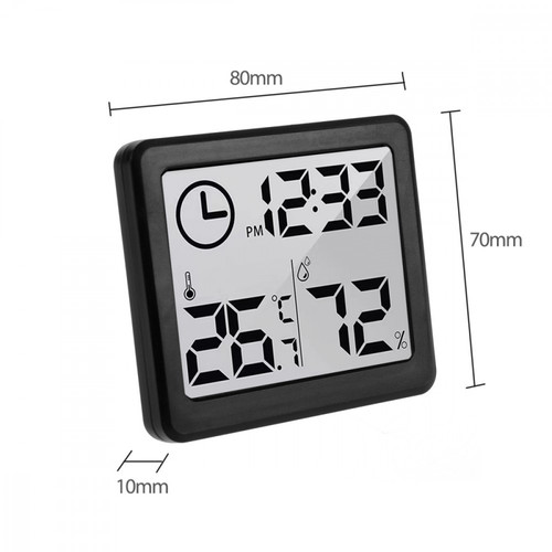 GreenBlue Clock with Thermometer GB384B, black