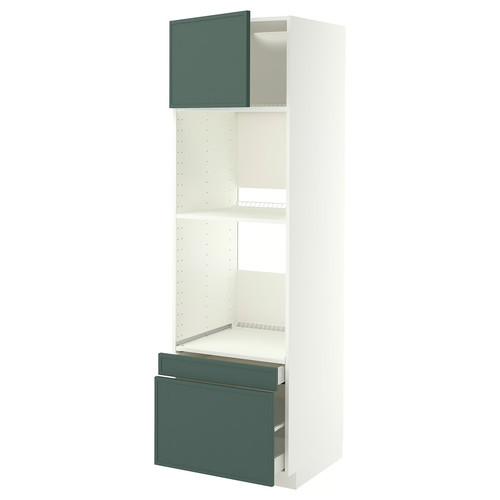 METOD/MAXIMERA Hi cab f ov/combi ov w dr/2 drwrs, white/Aspudden dark grey-green, 60x60x200 cm