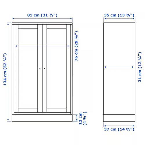 HAVSTA Cabinet with plinth, white, 81x37x134 cm