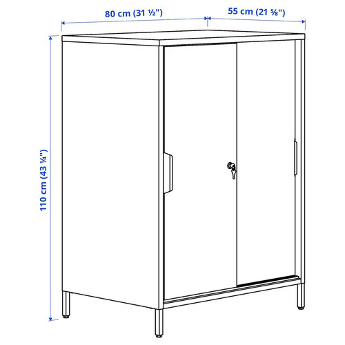 TROTTEN Cabinet with sliding doors, anthracite, 80x110 cm
