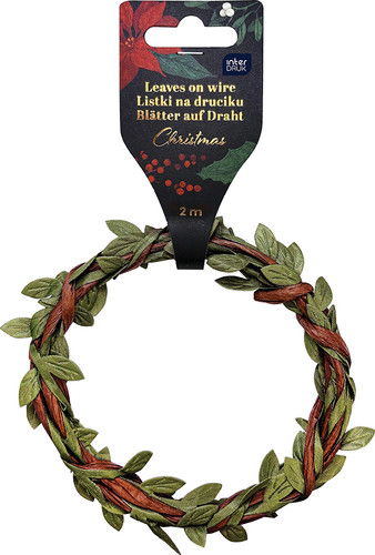 Decorative Christmas Leaves on Wire Garland, 2 meters