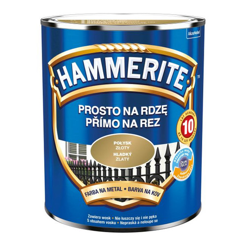 Hammerite Direct To Rust Metal Paint 0.7l, gloss gold