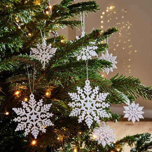 Christmas Hanging Decoration Snowflake 10cm 12pcs, white