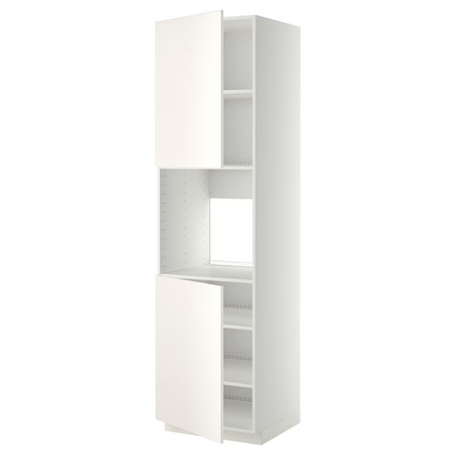 METOD High cab f oven w 2 doors/shelves, white/Veddinge white, 60x60x220 cm