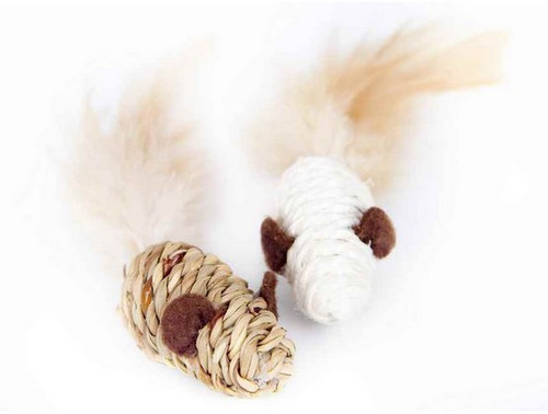 Dingo Sisal Mice for Cats, 2pcs