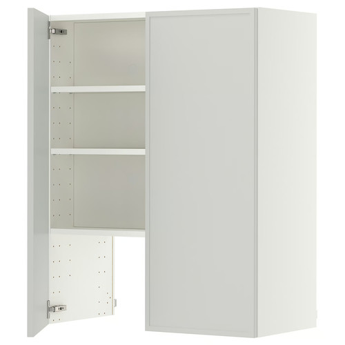 METOD Wall cb f extr hood w shlf/door, white/Aspudden light grey, 80x100 cm