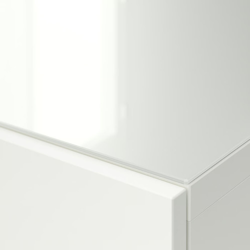 BESTÅ Top panel for TV, glass/white, 120x40 cm