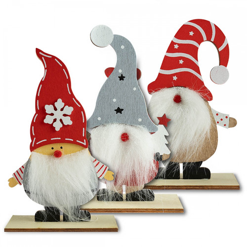 Wooden Christmas Gnome Ornament, 8x14 cm, 1pc, assorted models