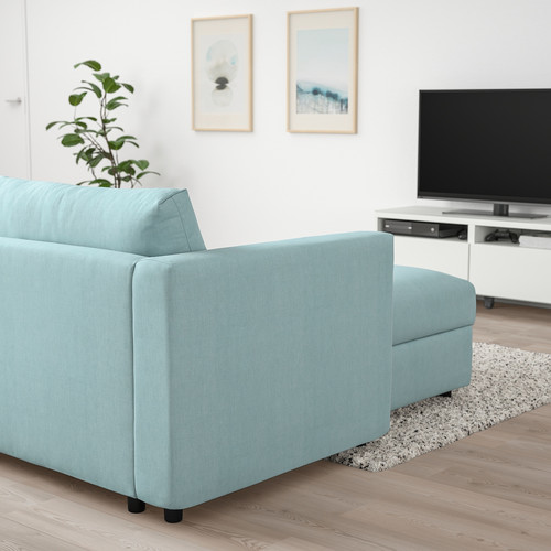 VIMLE 4-seat sofa with chaise longue, Saxemara light blue
